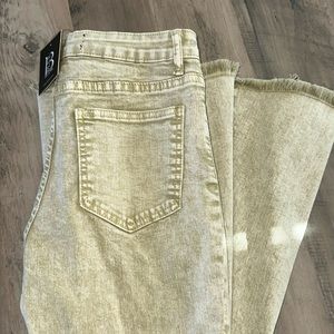 Tan washed flare jeans